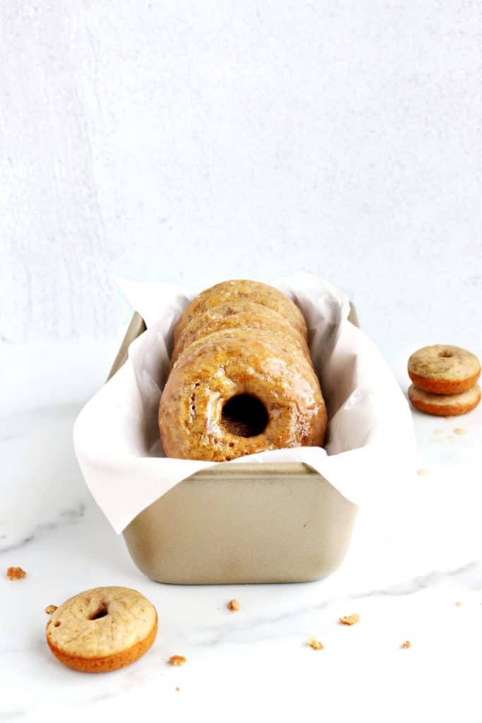 Vegan doughnuts in a loaf pan