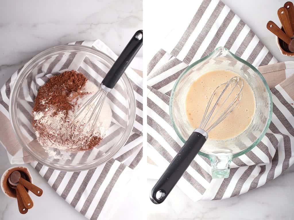 Wet and dry ingredients in two separate bowls