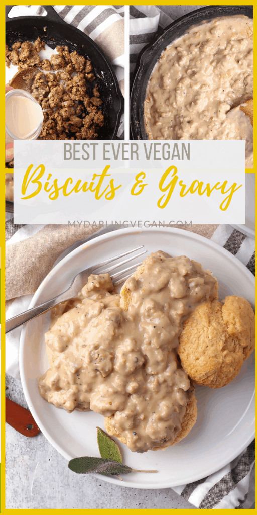 Vegan biscuits and gravy combine tender, flaky buttermilk biscuits and the best plant-based gravy ever! It's a vegan version of classic biscuits and sausage gravy you’ll absolutely love. Make the biscuits in advance for a quick and satisfying vegan brunch.