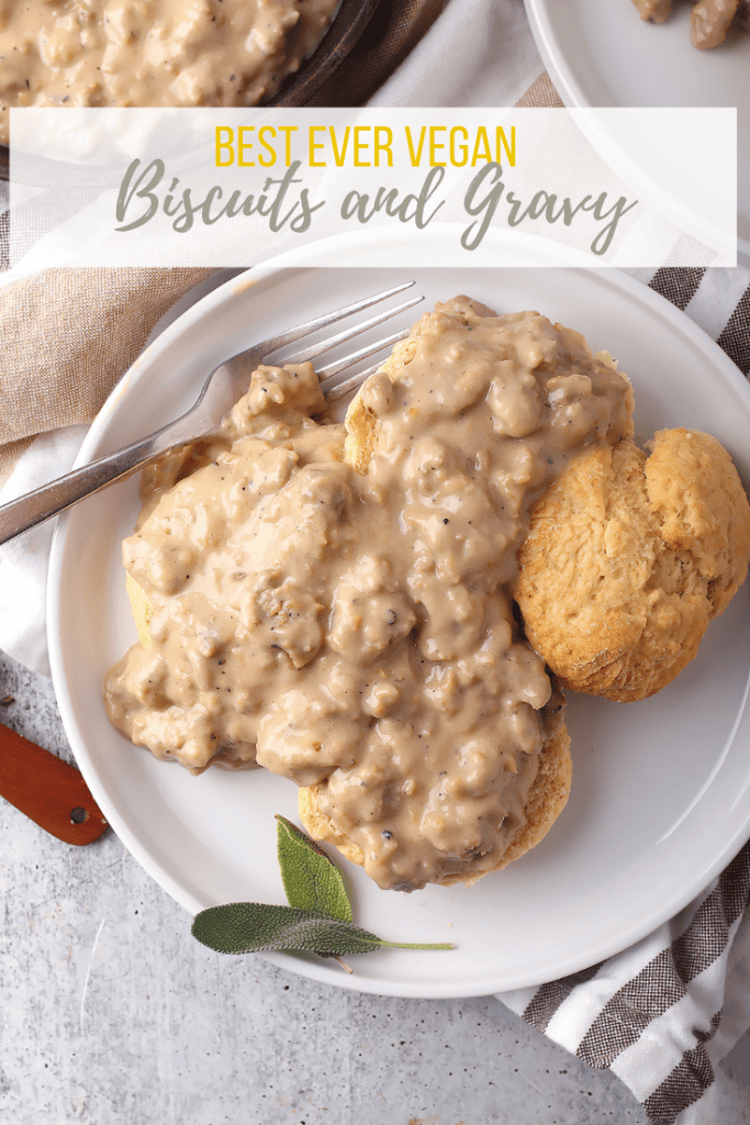 Vegan biscuits and gravy combine tender, flaky buttermilk biscuits and the best plant-based gravy ever! It's a vegan version of classic biscuits and sausage gravy you’ll absolutely love. Make the biscuits in advance for a quick and satisfying vegan brunch.