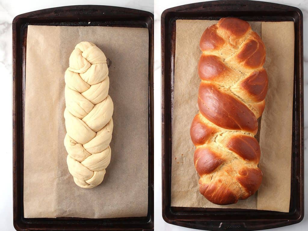 Finished loaf on sheet pan