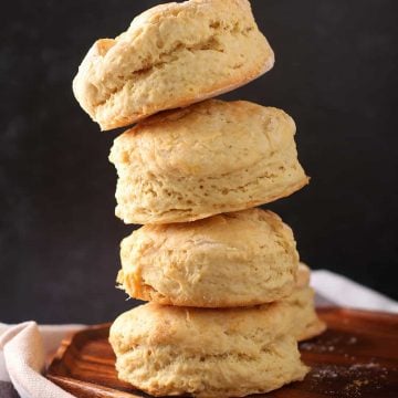 Stack of finished biscuits with a black background