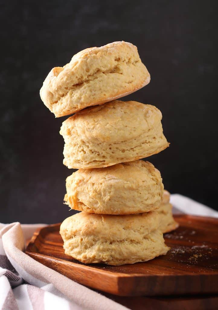 Stack of finished biscuits with a black background