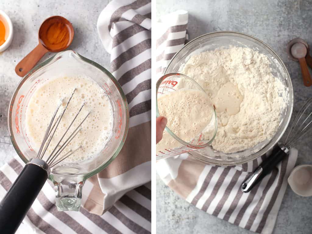 Vegan buttermilk in a liquid measuring cup