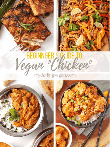 4 Part collage of vegan chicken recipes