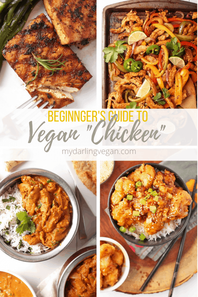 4 Part collage of vegan chicken recipes