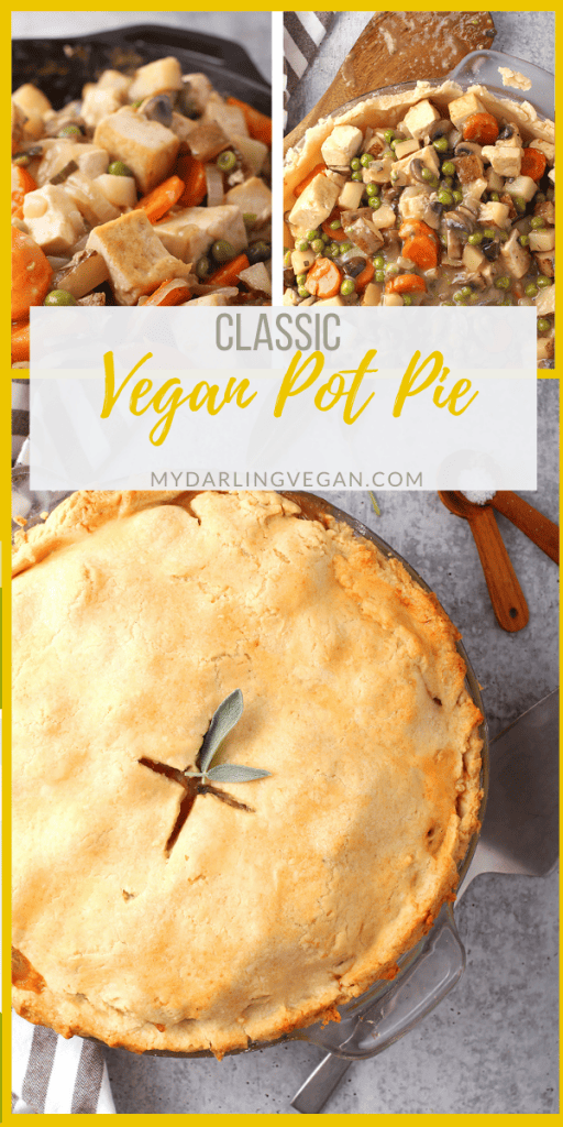 You're going to love this Vegan Pot Pie recipe! It is made with seasoned tofu, carrots, peas, and potatoes and baked in a flaky pie crust for a delicious cold-weather dinner the whole family will love. 