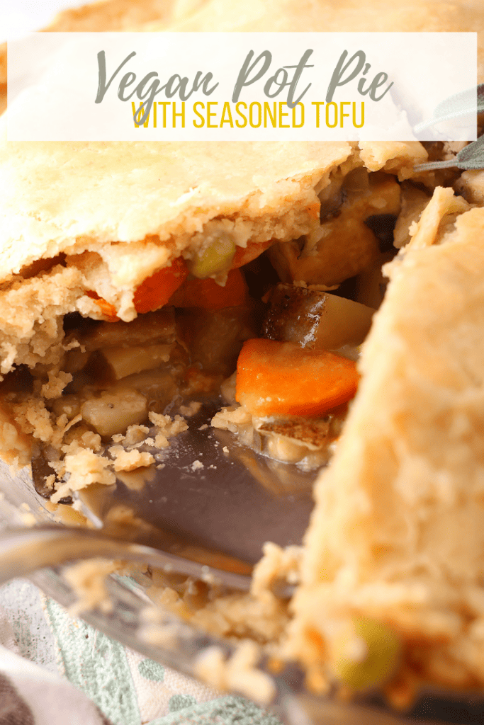 You're going to love this Vegan Pot Pie recipe! It is made with seasoned tofu, carrots, peas, and potatoes and baked in a flaky pie crust for a delicious cold-weather dinner the whole family will love. 