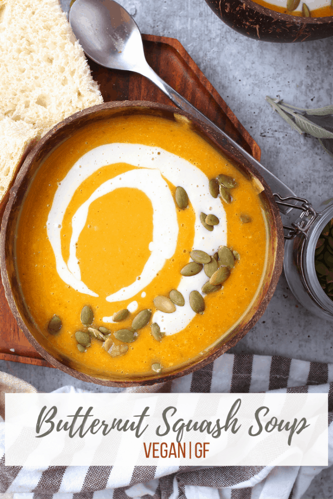 Vegan butternut squash soup is a rich, plant based classic fall soup. Full of warming spice and loaded with decadent cashew cream, you’ll love diving into this cozy dish on a chilly day.