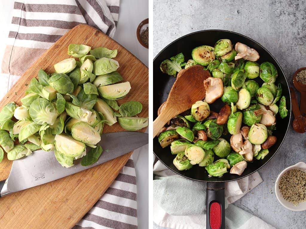 Chopped and sautéed Brussels sprouts