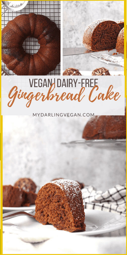 This Vegan Gingerbread Cake is the perfect dessert for your holiday. It's a sweet and spicy cake filled with flavor and dusted with powdered sugar. Serve it at your next holiday party. 