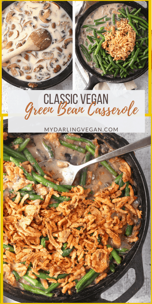This vegan green bean casserole is perfect for your plant-based holidays. Even your non-vegan friends and family will love this version. It's made with homemade mushroom cream sauce for a flavor that is out of this world! Made in 30 minutes!