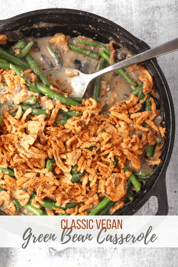 This vegan green bean casserole is perfect for your plant-based holidays. Even your non-vegan friends and family will love this version. It's made with homemade mushroom cream sauce for a flavor that is out of this world! Made in 30 minutes!