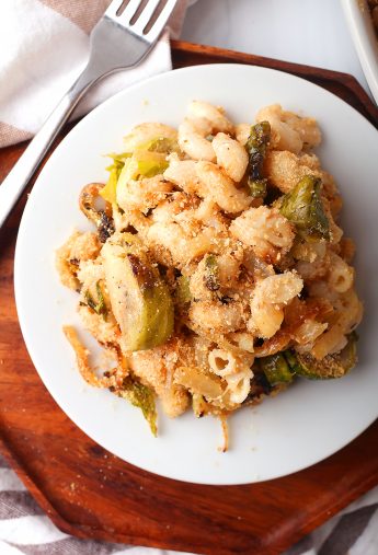 Vegan Mac and Cheese Casserole w/ Brussels Sprouts