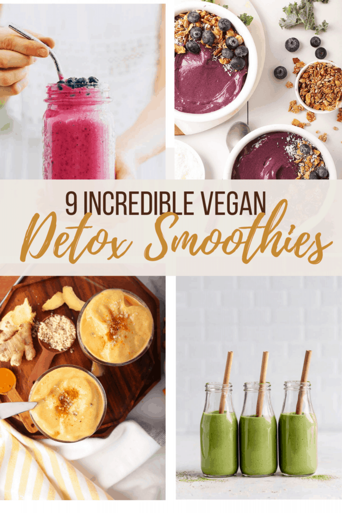 A collage of 4 detox smoothies