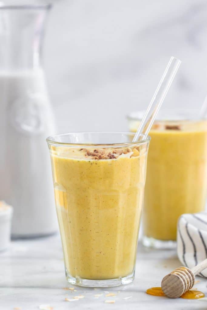 Golden Milk Turmeric Smoothie in two glasses