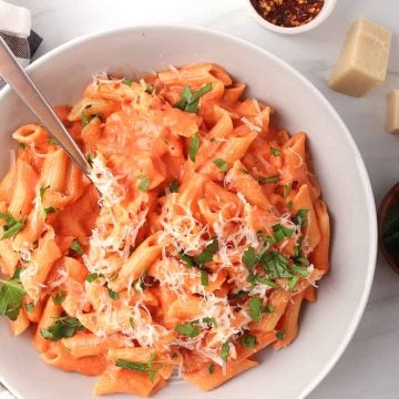 Plate of pasta alla vodka