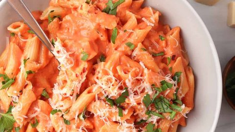 Plate of pasta alla vodka