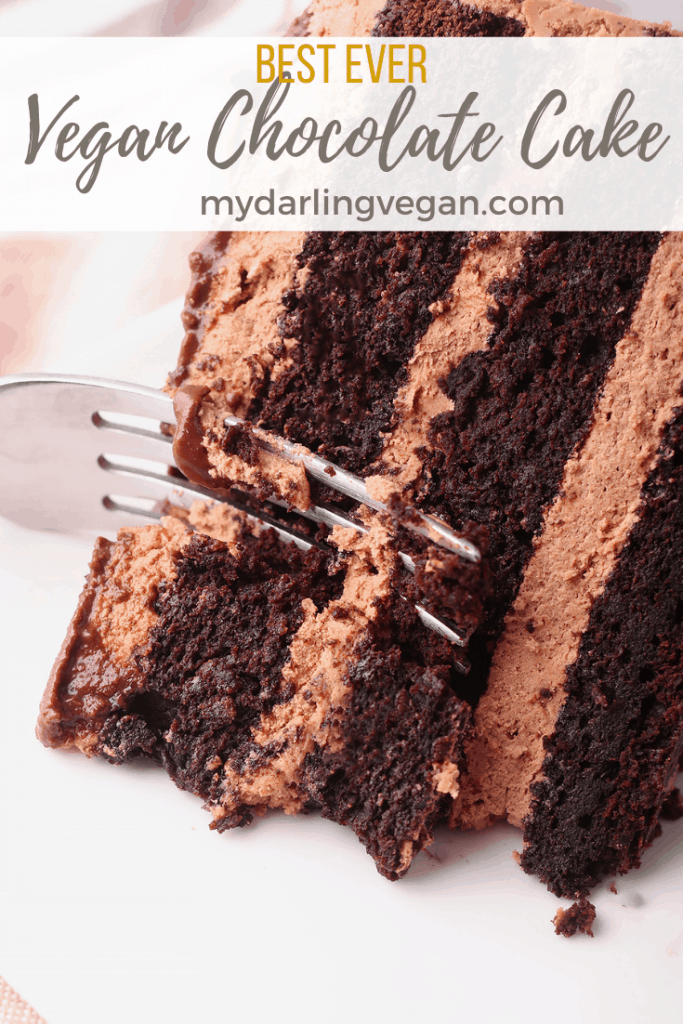 This vegan chocolate cake is ultra rich and moist with a delicate crumb. Top it with silky smooth buttercream for the perfect sweet treat everyone will love. It's a nearly fail-proof dessert.