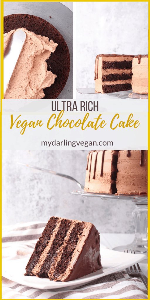 This vegan chocolate cake is ultra rich and moist with a delicate crumb. Top it with silky smooth buttercream for the perfect sweet treat everyone will love. It's a nearly fail-proof dessert.