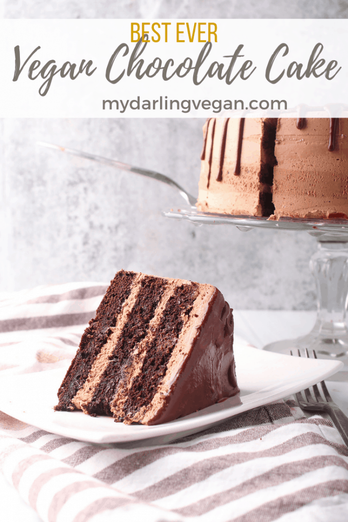 This vegan chocolate cake is ultra rich and moist with a delicate crumb. Top it with silky smooth buttercream for the perfect sweet treat everyone will love. It's a nearly fail-proof dessert.