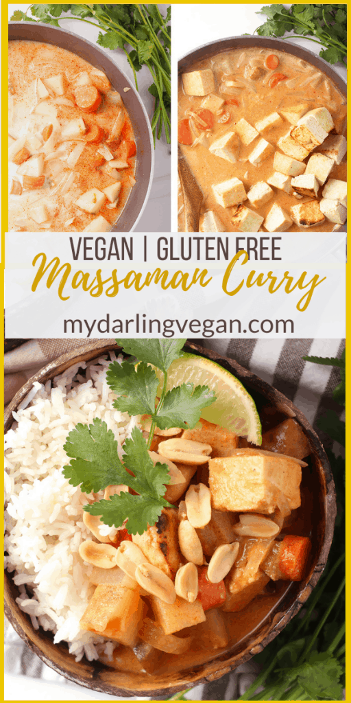 This delicious recipe for Vegan Massaman Curry is loaded with tofu, potatoes, carrots and onions smothered in a delightful, lightly spiced sauce. Skip the takeout and make your favorite Thai curry at home instead. It'll be on the table in just 40 minutes!