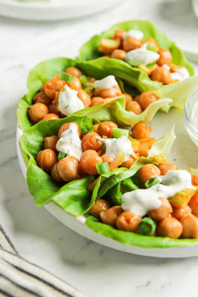 Avocado Buffalo Chickpea Salad Wraps