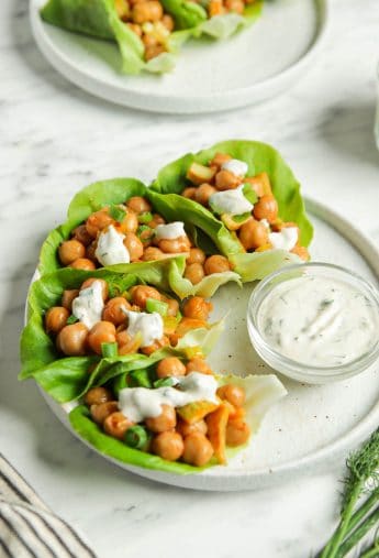 Vegan Lettuce Wraps with Buffalo Chickpeas