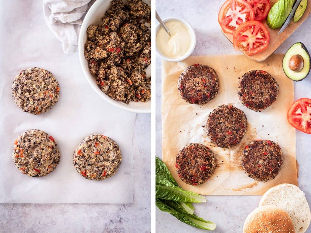 black bean burgers shaped