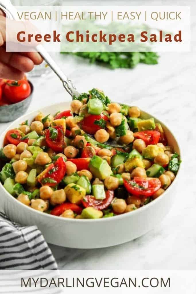 Pinterest graphic for chickpea salad