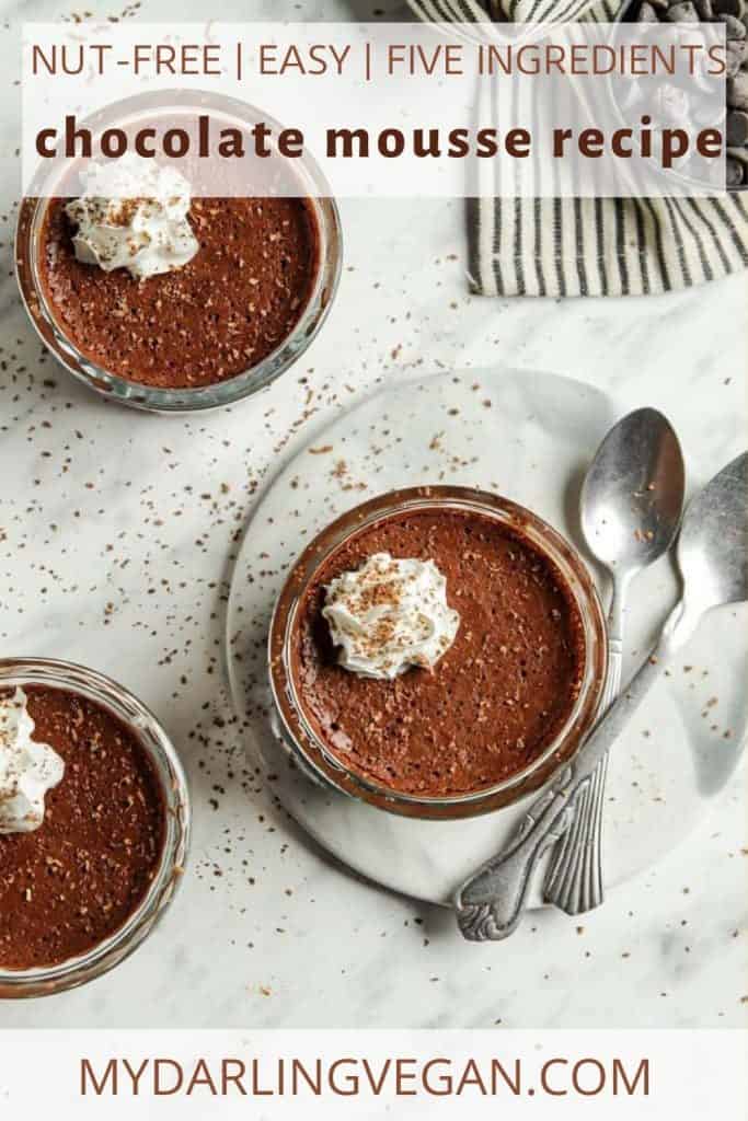 Pinterest graphic for vegan chocolate mousse
