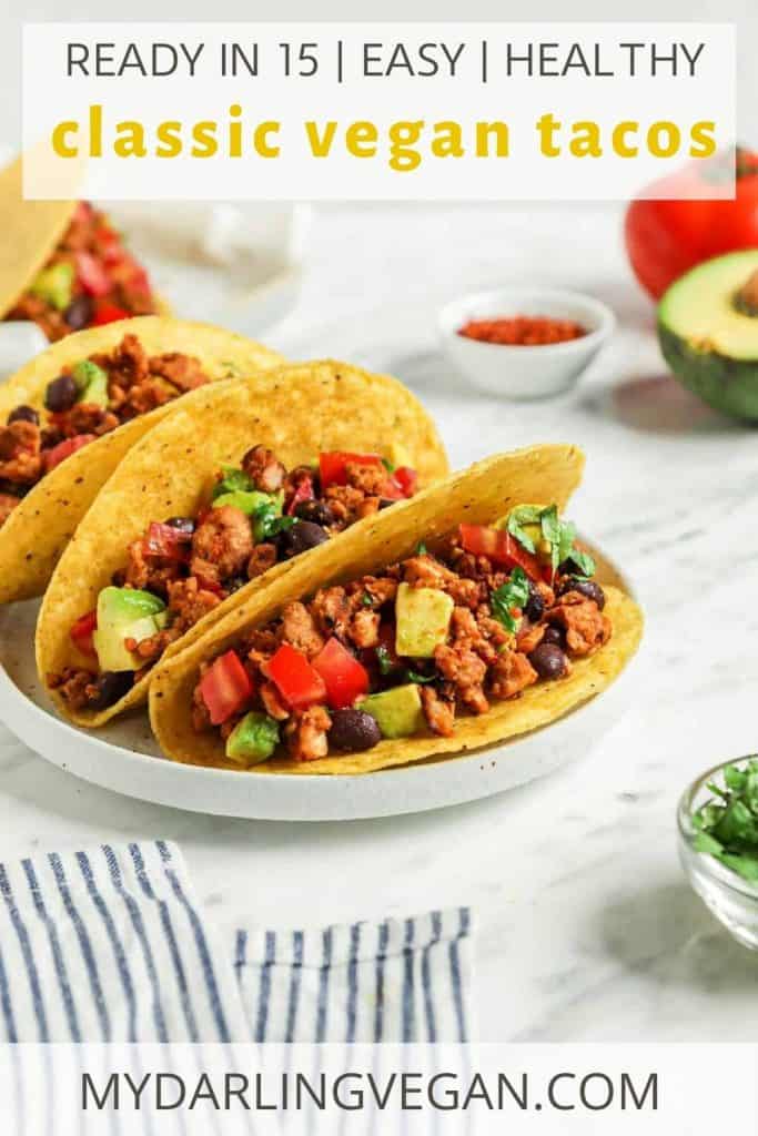 Pinterest graphic for vegan tacos