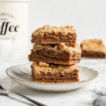 three slices of coffee cake