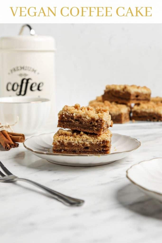 two slices of coffee cake on white plate