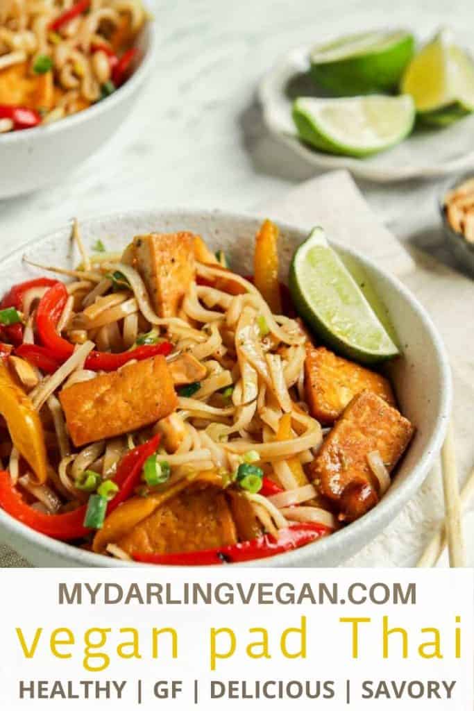 Pinterest graphic for vegan pad Thai