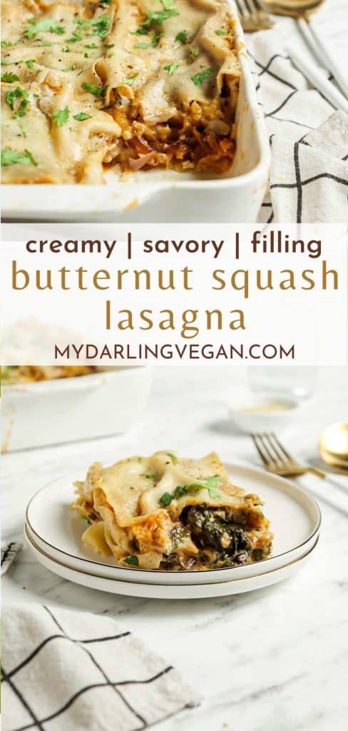two images of vegan butternut squash with Pinterest text