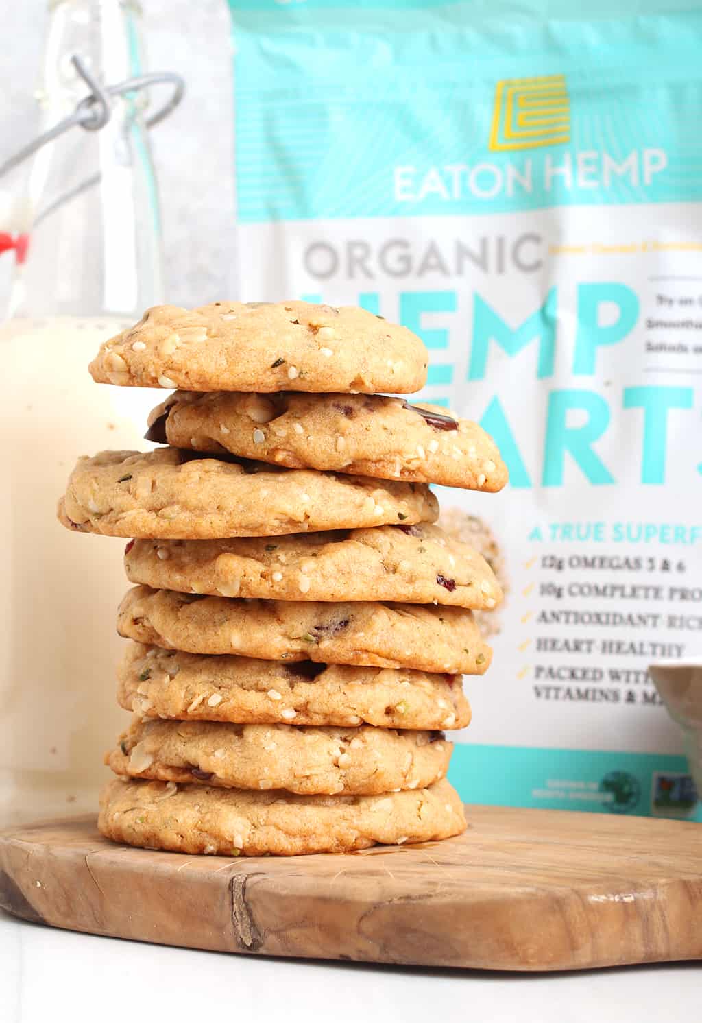 Stack on finished cookies on a small wooden platter. 