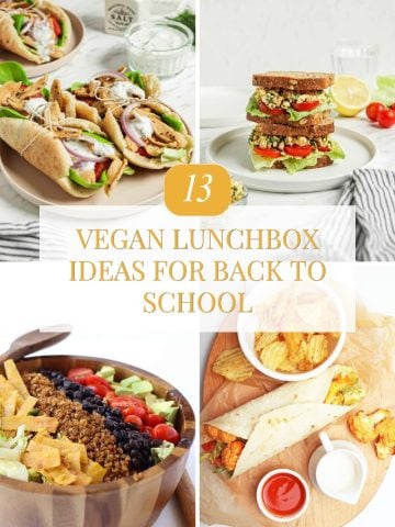 Vegan lunchbox ideas including wraps, salads, and sandwiches; perfect for back to school