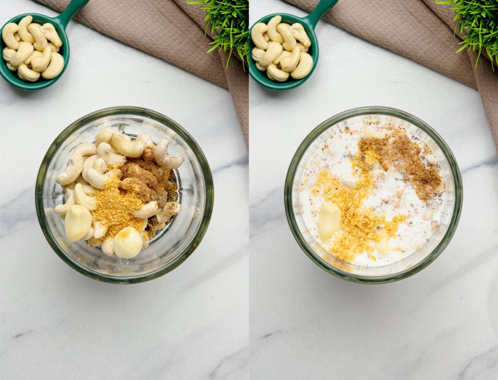 2 step collage making fresh cashew cream for vegan vegetable gratin