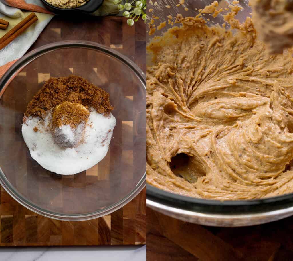 creaming sugar with butter for some easy vegan cookies