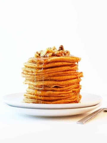 Stack of finished recipe on a white plate