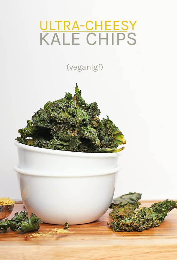 Learn how to make the perfectly crispy vegan kale chips. These chips are seasoned with nutritional yeast and garlic powder for a delicious and healthy snack. Made in just 25 minutes! 