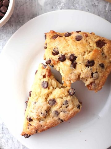 Finished scone on a white plate