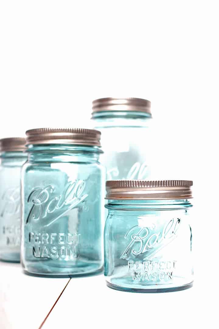 Empty Vintage Blue Ball Jars