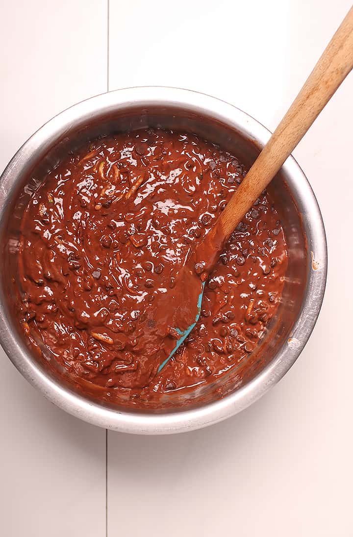 Chocolate Zucchini Cake batter in bowl