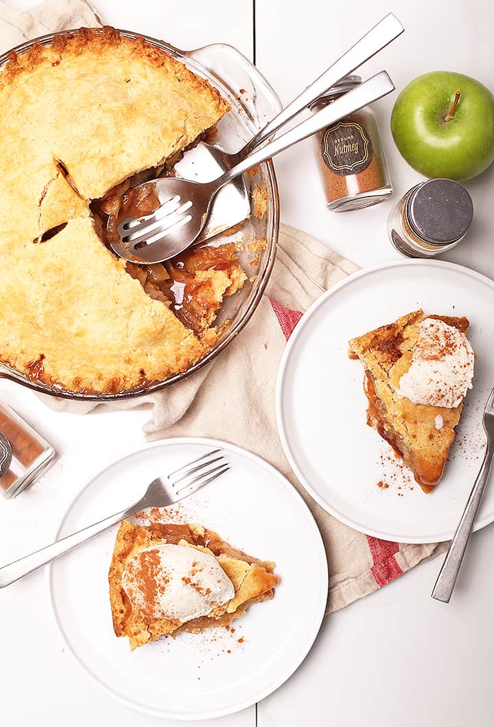 Finished pie on two white plate