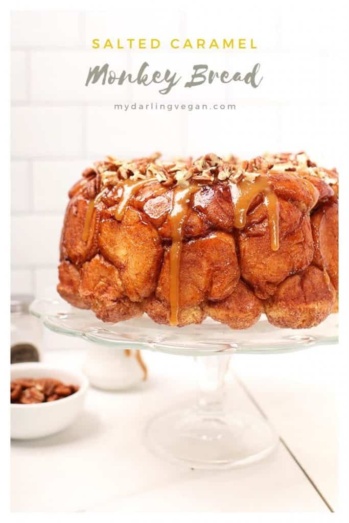 This Vegan Monkey Bread with Caramel Pecan Drizzle is the meal worth waking up for. It's made of enriched yeasted dough balls and drizzled with coconut caramel sauce and toasted pecans for a decadent vegan brunch. 