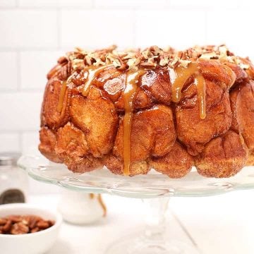 Vegan Monkey Bread on cake stand