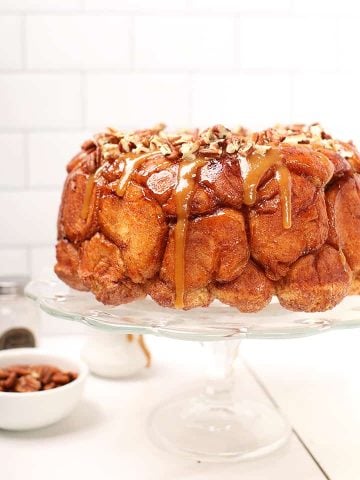 Vegan Monkey Bread on cake stand