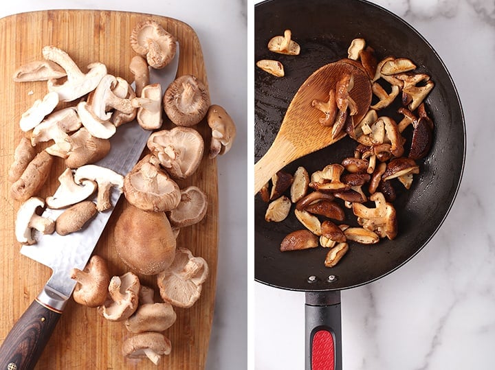 Chopped and sautéed shiitake mushrooms